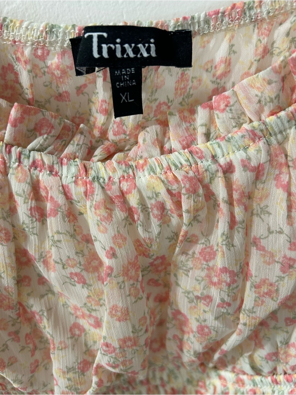 Boho Liberty Floral Sheer Mini Dress with Smocked Waist - Picture 5 of 6